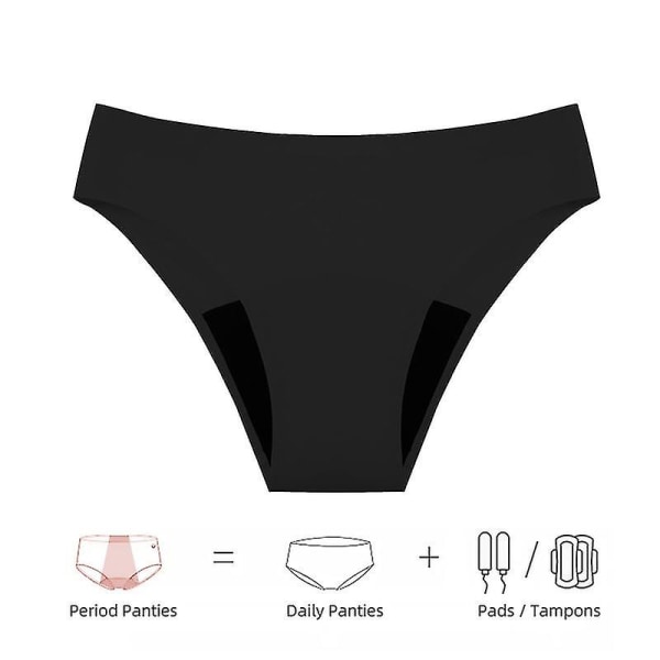 Sömlösa badkläder för tjejer Menstruationstrosor 4-lagers Läcksäker Sexig Leopa black XS