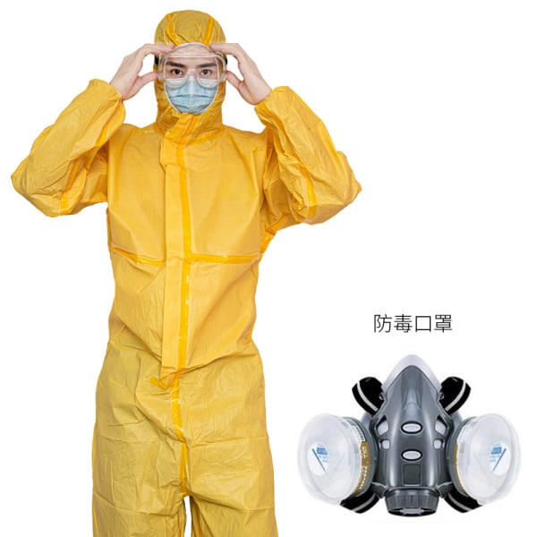 Industrial Safety Workwear Svavelsyrasprayfärg, förbättrad kemikaliedräkt + Antivirusmask XXL