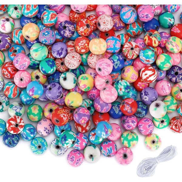 8 mm färgglada runda lerpärlor för armband Handgjorda lösa pärlor (100 st), Inklusive Låda Färgrik