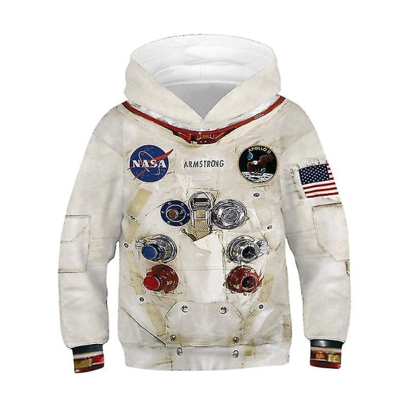 Barn Astronaut 3d Digital Print Hoodie Lös Casual Pullover White 13-14 Years
