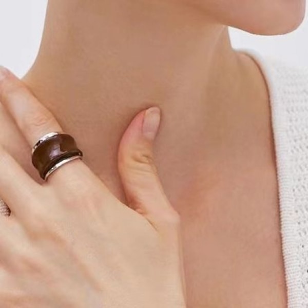 Mode dubbel lager choklad ring, personlig ring, Inklusive Låda Guld
