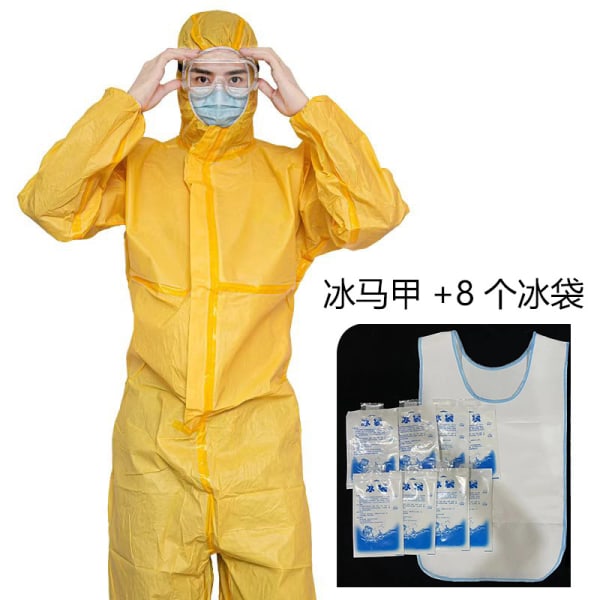 Industrial Safety Workwear Svavelsyrasprayfärg, förbättrad kemikaliedräkt +Degraderad väst+8 ispåsar