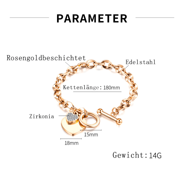 Dubbla lager Peach hjärta rostfritt stål armband för kvinnor guld, Inklusive Låda Guld