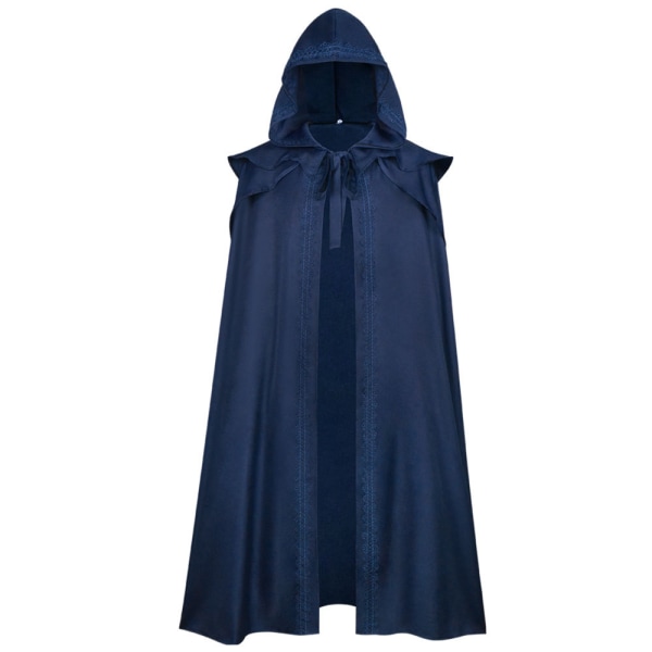 Hooded Cloak - Gothic Cape medeltida renässans för Halloween Cosplay, Blue L