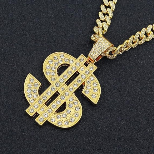 Kubansk länkkedja för män Iced Out Chain Hip Hop Halsband, Inklusive Låda Guld