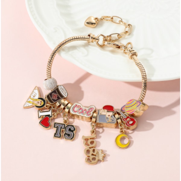 Kreativt mode lösa pärlor berlock armband DIY berlock armband smycken berlock armband dekoration tillbehör, Inklusive Låda Guld