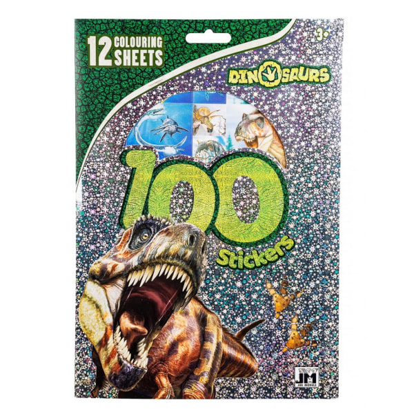 Dinosaurs Dinosaurier Klistermärke Stickerset 12st Blad att färg