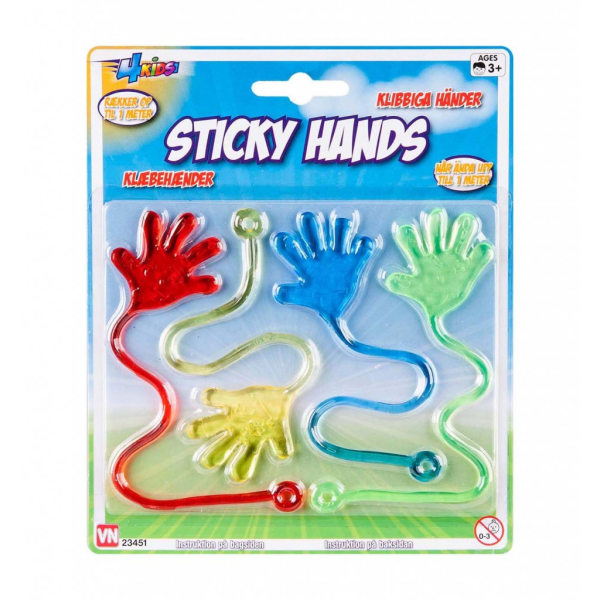 VN Leksaker 23451 Sticky Hands Klibbiga Händer 4-Pack Gul Blå Gr