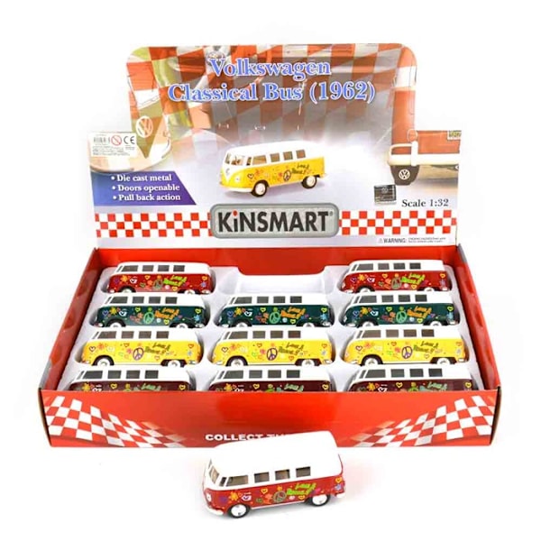 Robetoy Bilar Cars 13cm 61177 VW Buss Love Peace 1:32 Välj Färg Röd