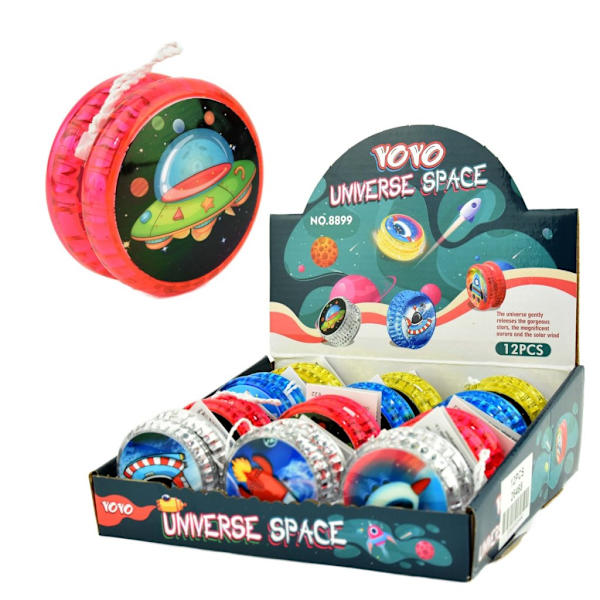 Leksaker Yoyo yo-yo Jo-Jo Jojo Space Rymden Lyser 6cm Välj Färg 3.Transparent