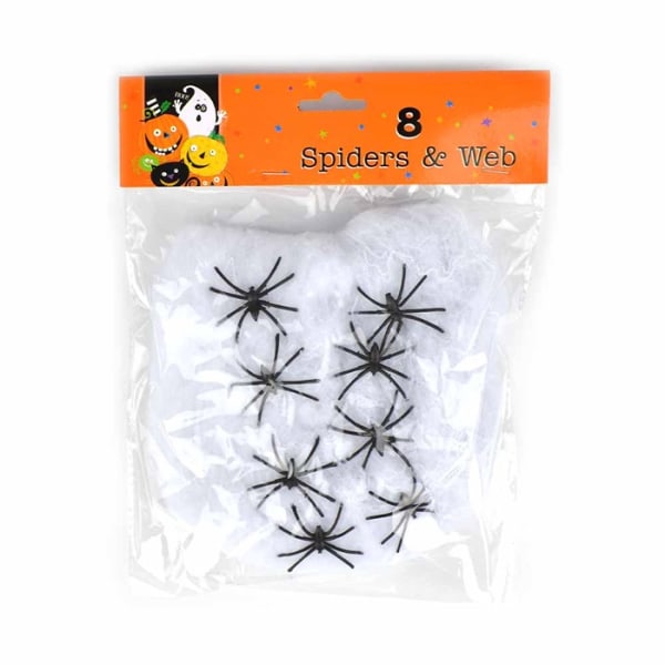 Leksaker Halloween Spindelnät med 8st spindlar