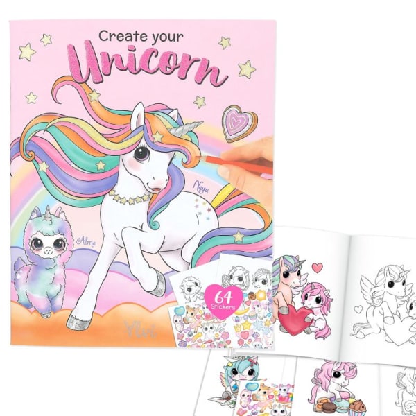 Minimoomi Ylvi Pyssel bok Create your UNICORN med 64st Stickers