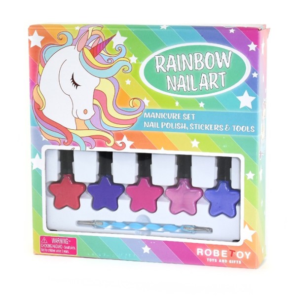 Rainbow Nail Art Kit nagel Nagellack Set med stickers 32362