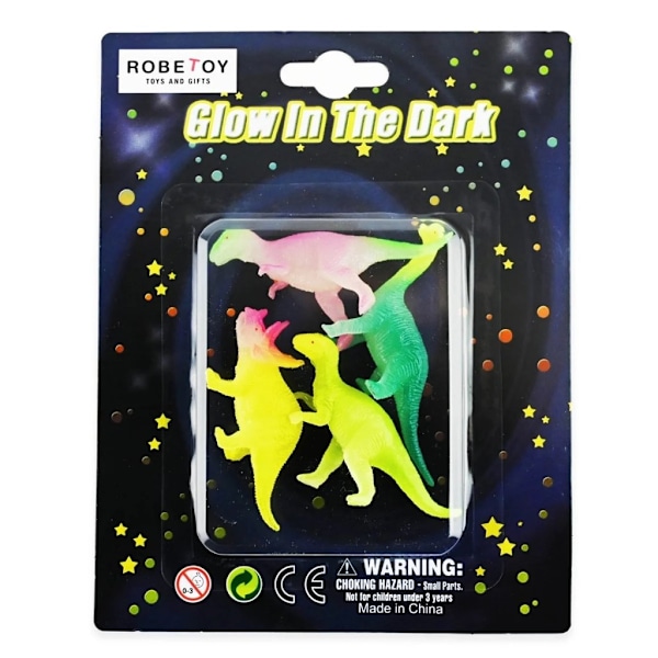 Leksaker 41965 Dinosaurier GLOW IN THE DARK Självlysande 4pcs