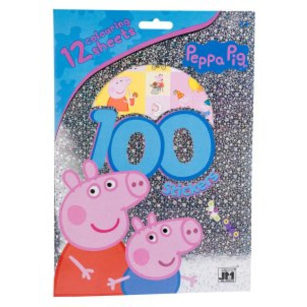 Peppa Pig Greta Gris Stickerset 12st Blad att färglägga 100 stic