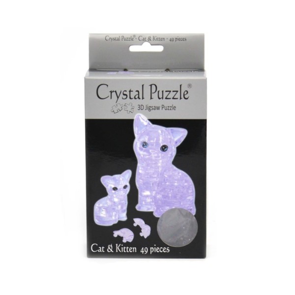 Robetoy Crystal Puzzle Pussel 3D Cat Katt Lila/ Trans 49st bitar