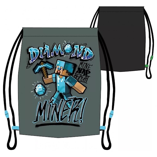 MINECRAFT Gymnastikpåse Gympapåse Gymbag Träning 36x32 GRÅ