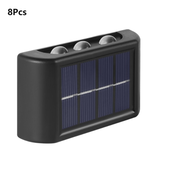 8 Pack Solar Vägglampor Utomhus, 6 LED Vattentät Solar Fence Li