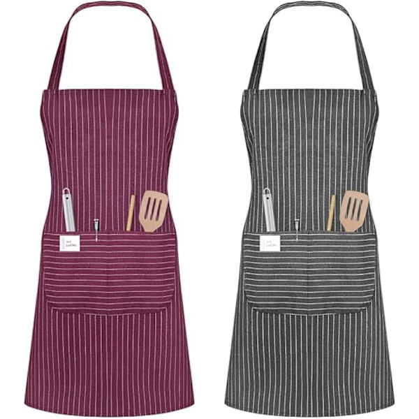 Unisex Justerbar Bib Förkläde (Röd+grå)