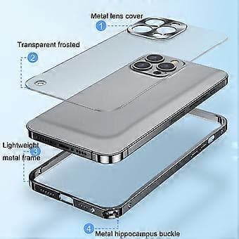 Metalramme Frosted PC-etui til iPhone 13 mini Silver