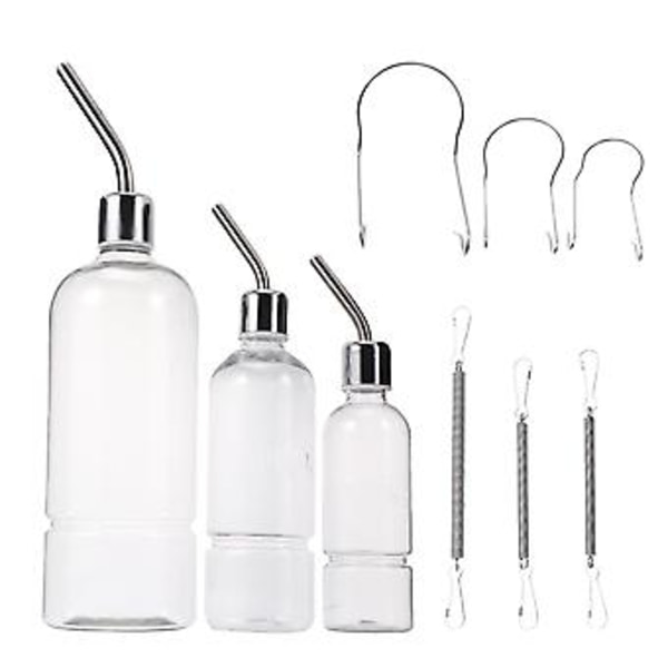 3-pack Hamstervattenflaska Automatisk Vattengivare (Silver, Transparent)
