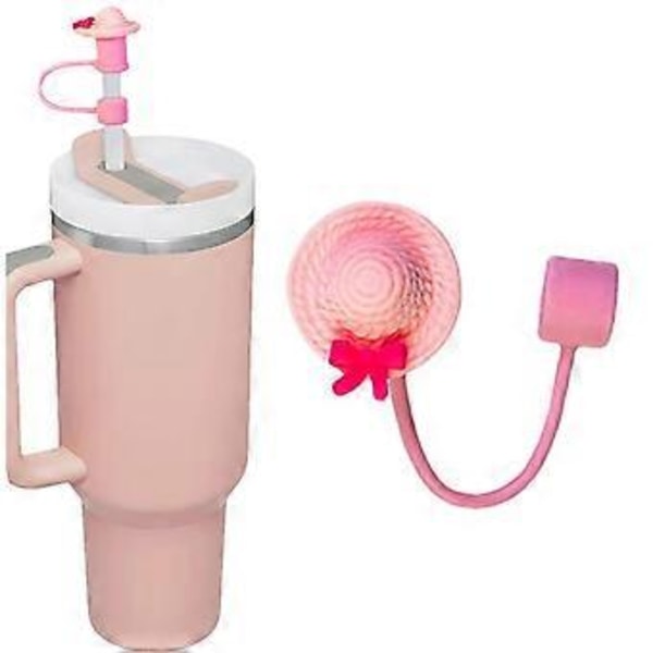 Silikon Sugerør Lokk Hatter Form Støvtette Drikkesugerør Lokk Plugger Gjenbrukbare Sugerør Tupper Lokk for Tumbler Kopp Rosa Pink
