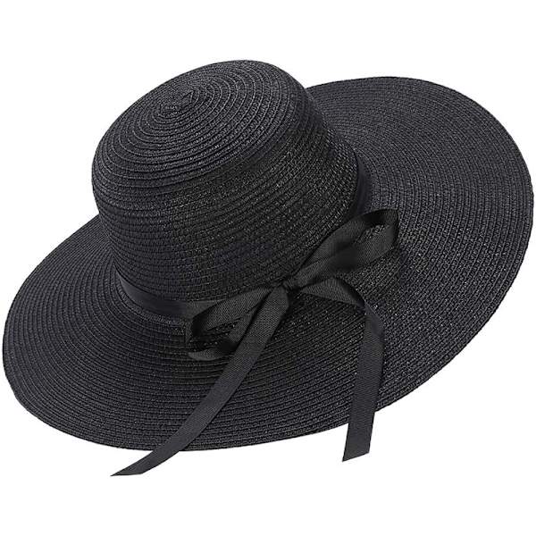 Solhattar Sommarhatt för kvinnor, hatt med bred brätte, halm, hopfällbar, Bo