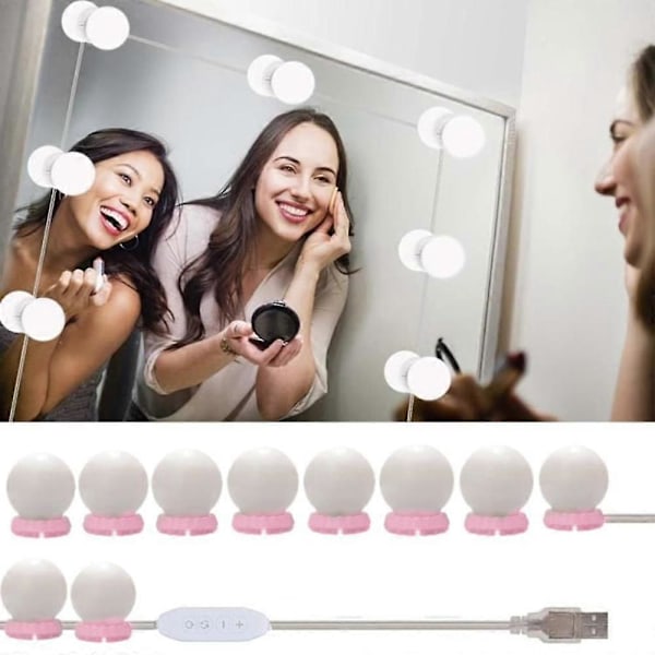 LED speillys, 7000K, Hollywood speillys sminkelyspære, egnet for sminkebord/baderomsspeil, hvit