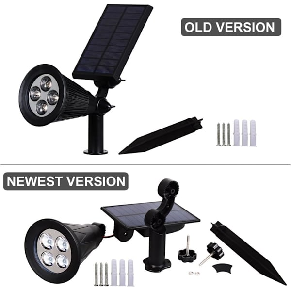 Solar LED Floodlight, 2 i 1 4 LED Solar Light, IP65 Vattentät O