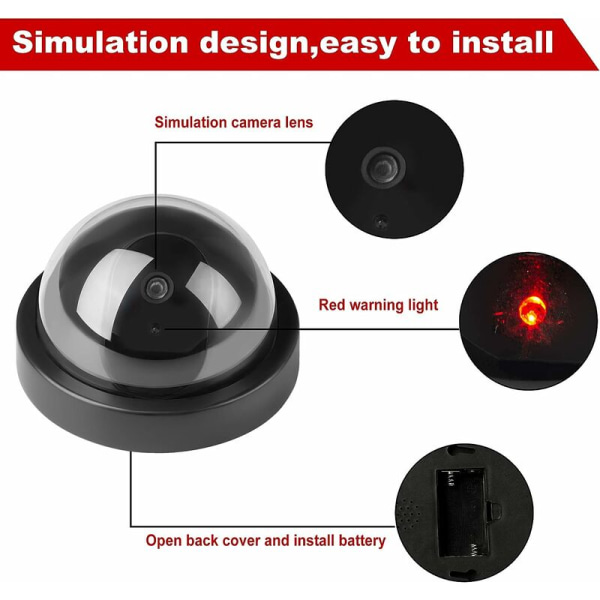 Dummy-kameror, falsk säkerhets-CCTV-kupolkamera med LED-blinkande L