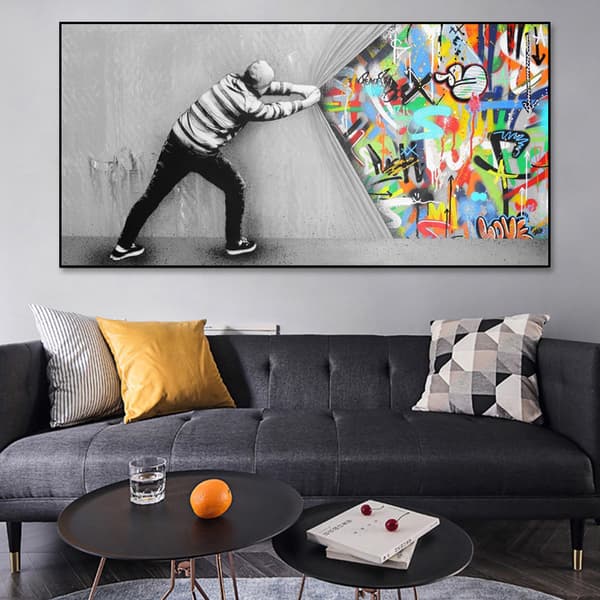 Graffiti Canvas Konst Dekor Bakom Ridån Graffiti Konst Målning