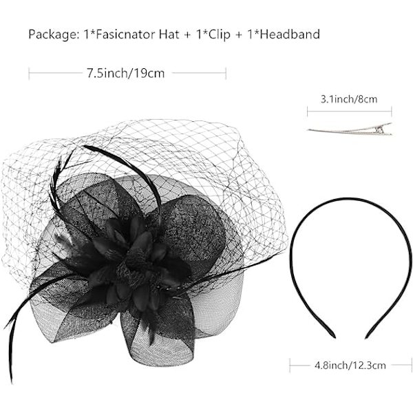 Fascinator Hat Feather Wedding Ladies Day Pannband och Clip Cockt