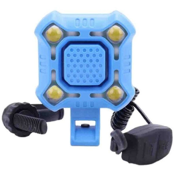 (Blå)140 Db Bike Bell 4 Lamp Cykelljus 1200mah elektrisk horn