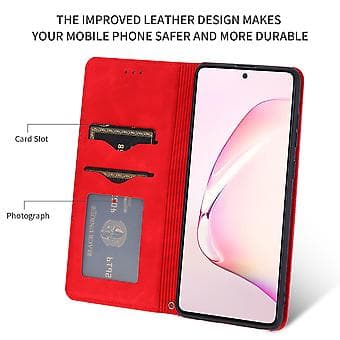 For Samsung Galaxy Note 10 Lite/A81 Business Lærveske Red