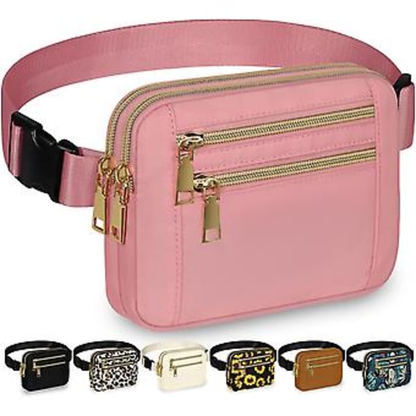 Fanny Packs för kvinnor Fashion Midjeväska Väska, Vattentät Överallt Crossbody Bältesväska för Träning Löpning Resor rosa