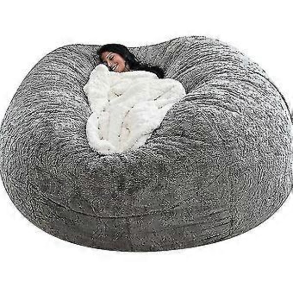 Lat soffa Sittpuff Konstgjord päls Sittpuff Bönpåse (135cm*65cm Ljusgrå)
