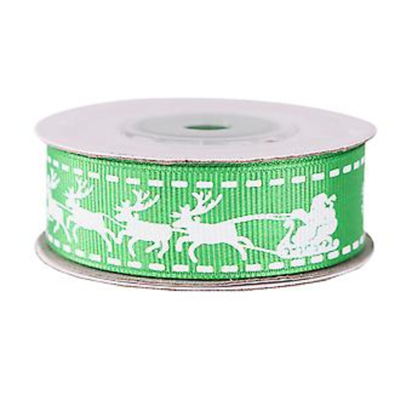 Julband med dubbelsidig tråd, älgmönster, satinband, DIY-presentinslagning (Grön)