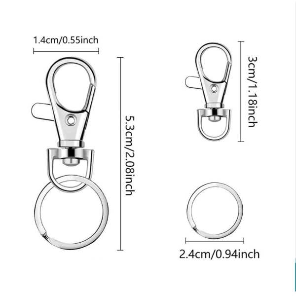 50 stycken roterande nyckelringar，Carabiner nyckelring, nyckelringar, lobb