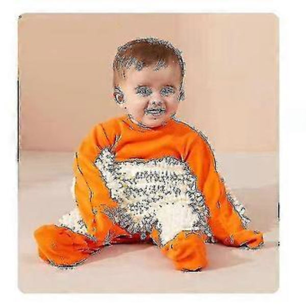 Baby Pojkar Flickor Rengöring Mopp Romper Baby Mopp Kläder Långärmad Krypande Kläder Overall Bomull Spädbarn Mopp Kostym (80cm Orange Vit)