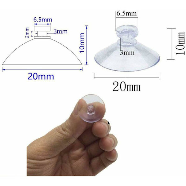 20 mm 100 stycken Mini genomskinliga sugkoppar utan krokar Witho