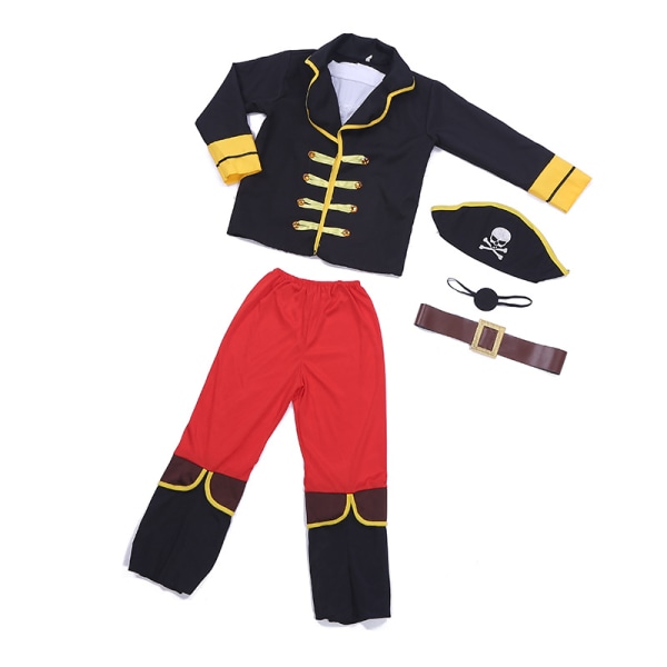 Piratdräkt barn piratklänning med tillbehör piratmössa komp