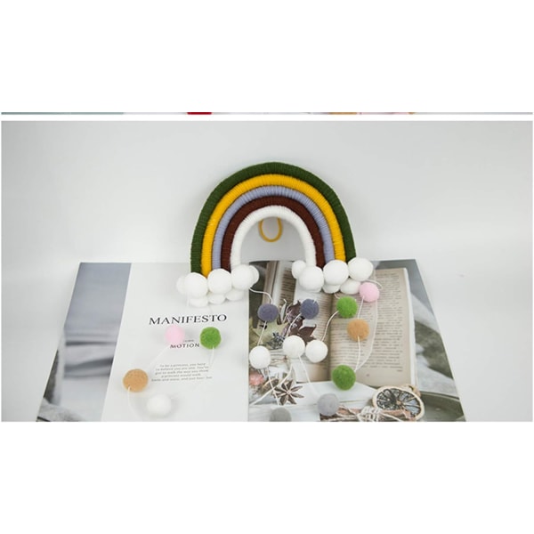 Nordic Rainbow - Handvävt Vägghängande - Macrame Rainbow - Tasse