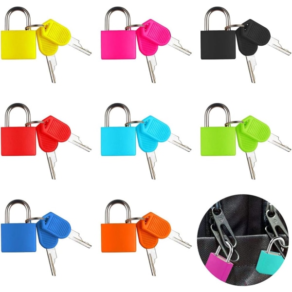 Set med 8 skåphänglås med 2 nycklar, litet resväska hänglås Mini