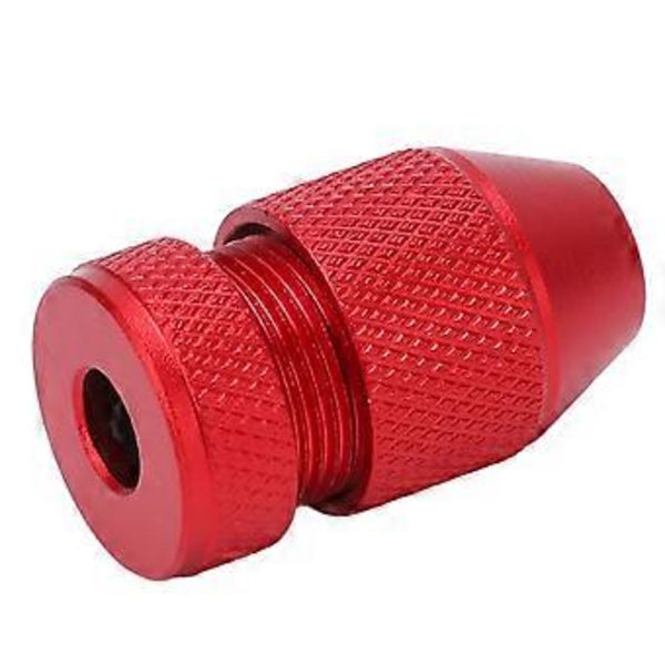 Justerbar borrstoppkrage i aluminiumlegering, röd halkfri nylon inner ring borrstoppkrage för träbearbetning för 0,04 till 0,2 tum borr ( )