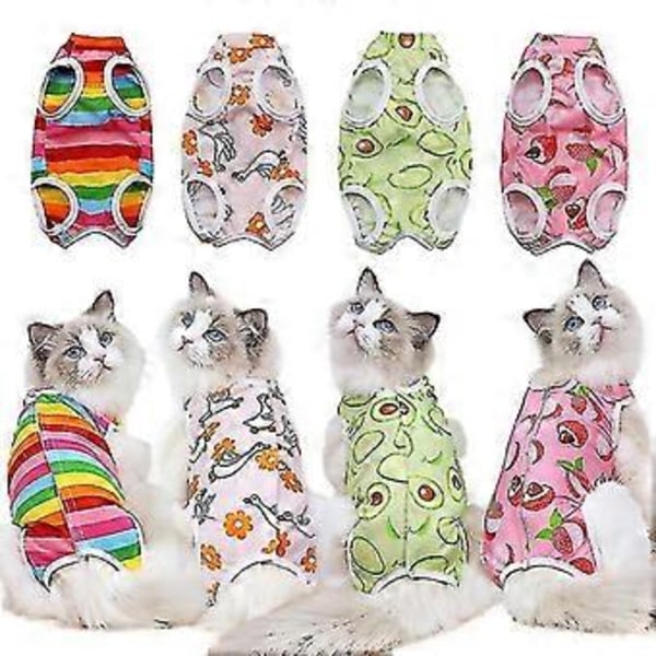 Kattkirurgidräkt, kattåterhämtningsdräkter, kattsteriliseringsdräkt, liten hundkatt overall anti-slick återhämtningskläder efter operation (L gul)
