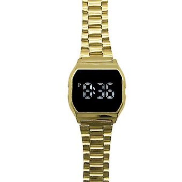 Elektronisk Digital Klocka Multifunktionell Modeklocka Casual Armbandsur För Kvinnor Män Ny (Guld)