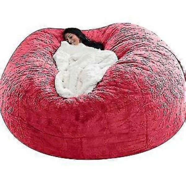 Lat soffa Sittpuff Konstgjord päls Sittpuff Bönpåse Soffa (150cm*75cm Ljusröd)