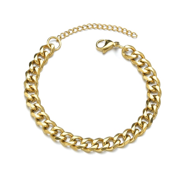 Justerbart pansarkedjearmband, kubanskt armbandstillbehör i rostfritt stål, enkelt och moderiktigt trendigt armband, 5 mm, guld Gold 5mm