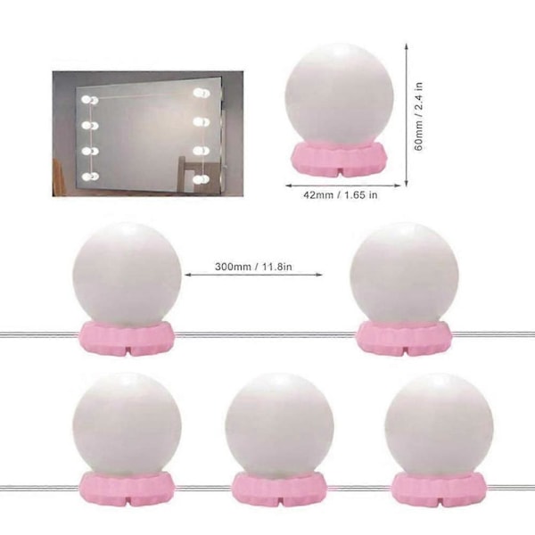 LED spejlforlygte, 7000K, Hollywood spejlforlygte makeup pære, egnet til toiletbord/badeværelsesspejle, pink