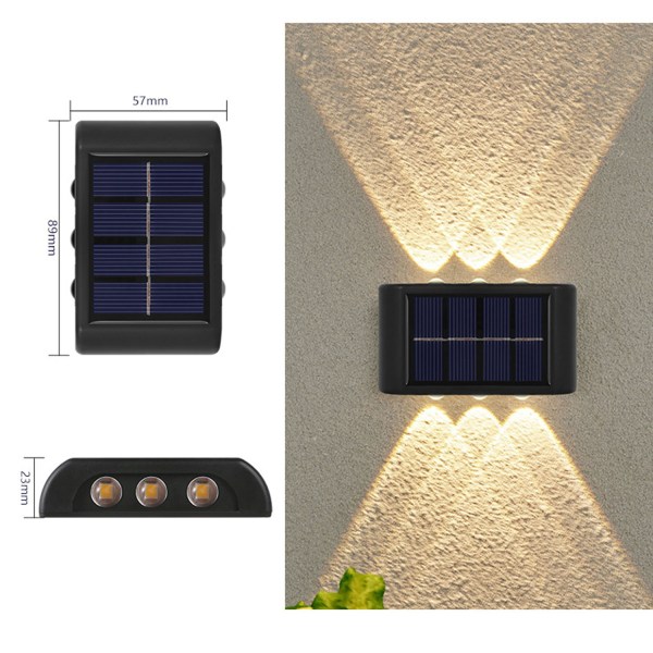 8 Pack Solar Vägglampor Utomhus, 6 LED Vattentät Solar Fence Li